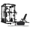 GRK200 10-in-1 Home Gym Station, Power Rack, Smith Machine and Cable Crossover + 90kg Olympic Barbell & Bumper Plate Set