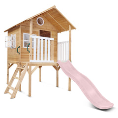 Archie Elevated Cubby House with Pastel Pink Slide