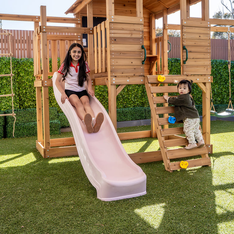 Kingston Cubby House with 2.2m Slide (Pastel Pink)