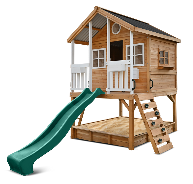 Winchester Cubby House (Elevated 1.2m) with 2.2m Slide (Green)