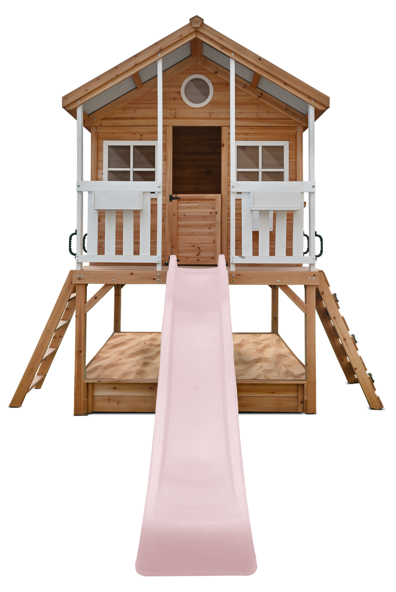 Winchester Cubby House (Elevated 1.2m) with 2.2m Slide (Pastel Pink)