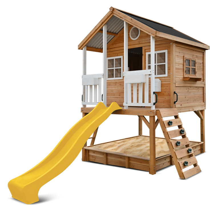 Winchester Cubby House (Elevated 1.2m) with 2.2m Slide (Yellow)