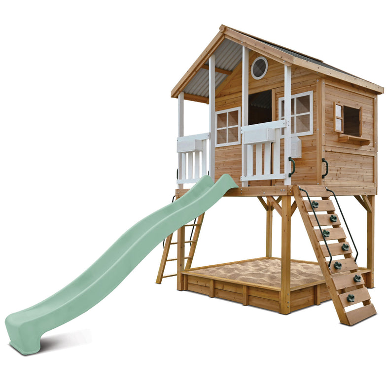 Winchester Cubby House (Elevated 1.45m) with 3.0m Slide (Pastel Green)