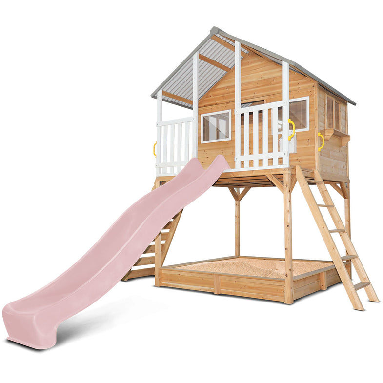 Winchester Cubby House (Elevated 1.45m) with 3.0m Slide (Pastel Pink)