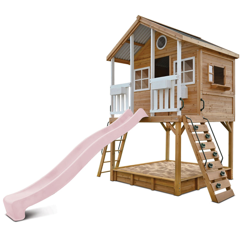 Winchester Cubby House (Elevated 1.45m) with 3.0m Slide (Pastel Pink)