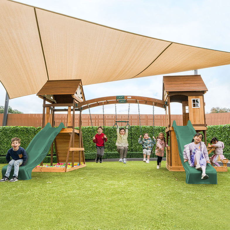 Armadale Play Centre Set with 2 x 2.2m Green Slides
