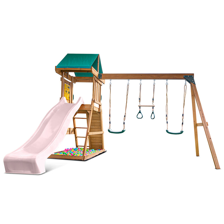 Birmingham Swing Set & Play Centre with 2.2m Slide (Pastel Pink)