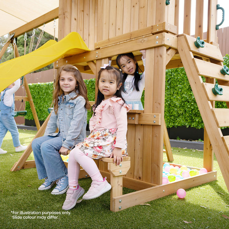 Carindale Swing Set & Play Centre with 2.2m Slide (White)