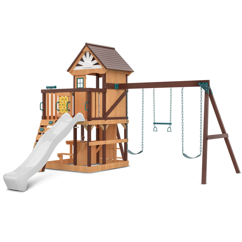 Coventry Swing Set & Play Centre with 2.2m Slide (White)