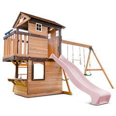 Darlington Swing Set & Play Centre with 2.2m Slide (Pastel Pink)