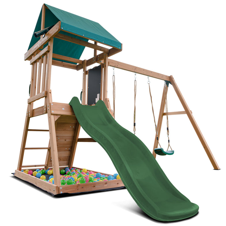 Greenvale Swing Set & Play Centre with 1.8m Slide (Green)