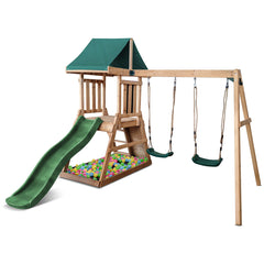 Greenvale Swing Set & Play Centre with 1.8m Slide (Green)