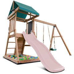 Greenvale Swing Set & Play Centre with 1.8m Slide (Pastel Pink)