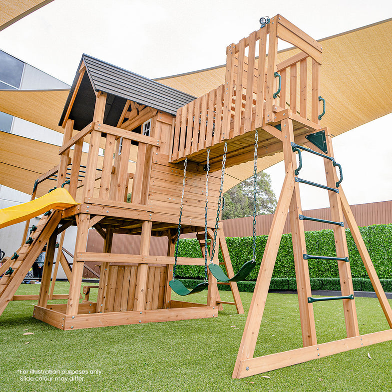 Kensington Swing Set, Monkey Bars & Play Centre with 2.2m Slide (Green)