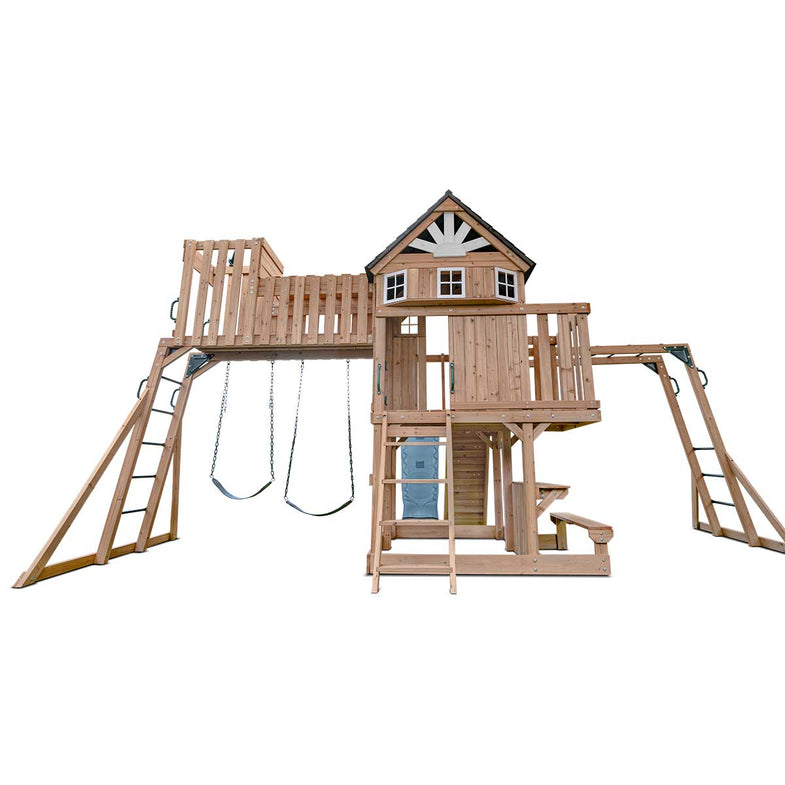 Kensington Swing Set, Monkey Bars & Play Centre with 2.2m Slide (Pastel Blue)