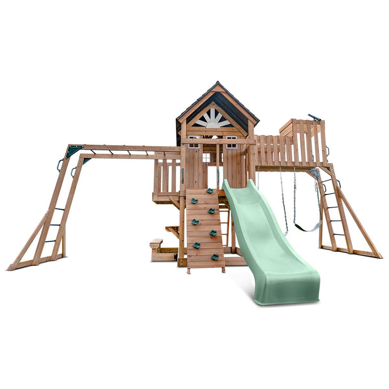 Kensington Swing Set, Monkey Bars & Play Centre with 2.2m Slide (Pastel Green)