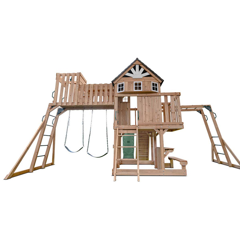 Kensington Swing Set, Monkey Bars & Play Centre with 2.2m Slide (Pastel Green)