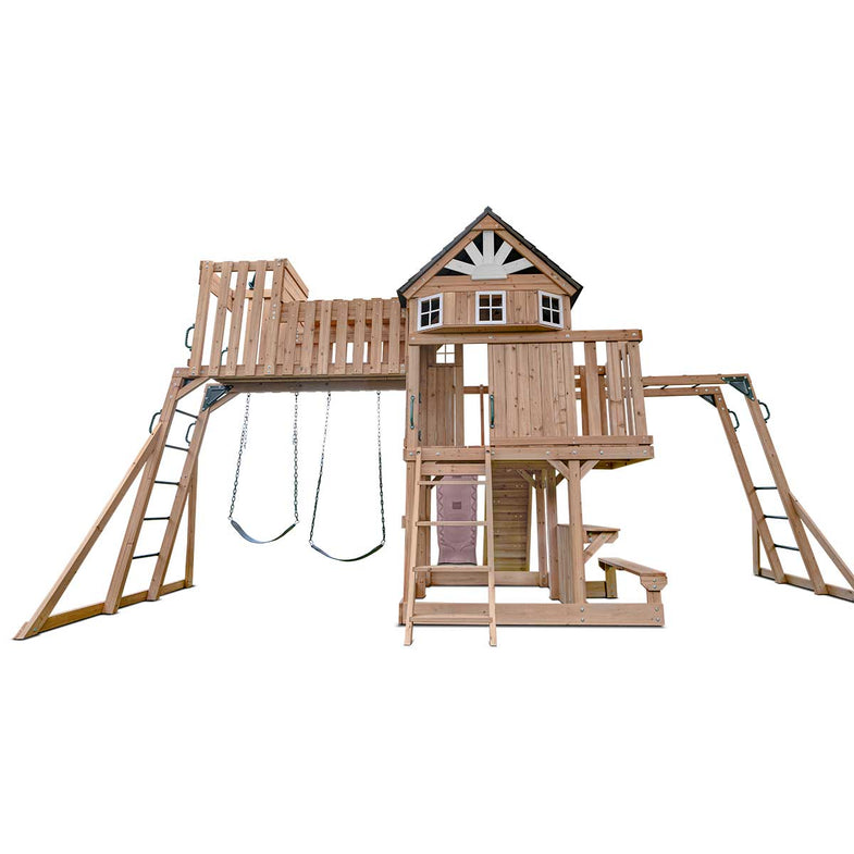 Kensington Swing Set, Monkey Bars & Play Centre with 2.2m Slide (Pastel Pink)