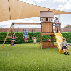 Meer Brook Swing Set, Monkey Bars & Play Centre with 2.2m Slide (Yellow)