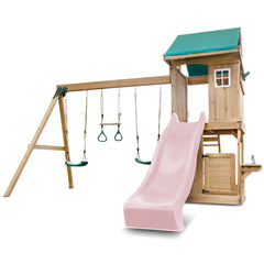Montrose Swing Set & Play Centre with 2.2m Slide (Pastel Pink)