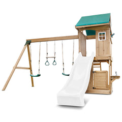 Montrose Swing Set & Play Centre with 2.2m Slide (White)