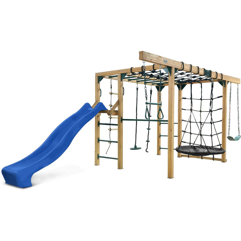 Orangutan Monkey Bars Jungle Gym Climbing Frame with 2.2m Slide (Blue)