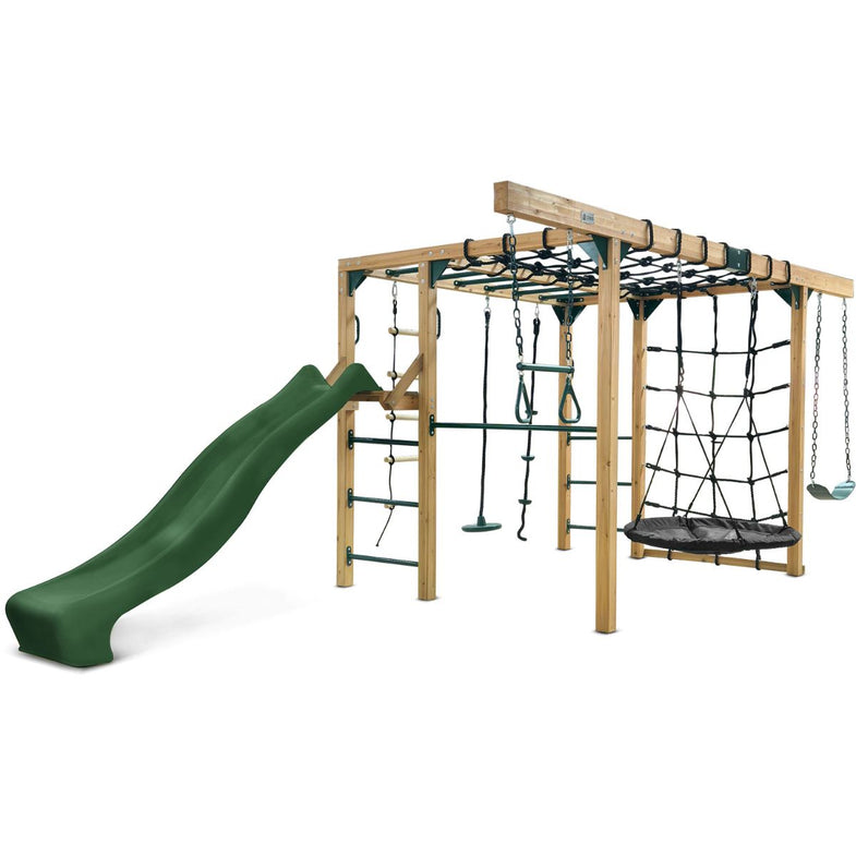 Orangutan Monkey Bars Jungle Gym Climbing Frame with 2.2m Slide (Green)