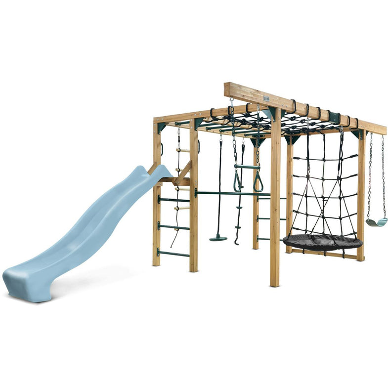 Orangutan Monkey Bars Jungle Gym Climbing Frame with 2.2m Slide (Pastel Blue)