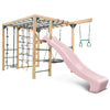 Orangutan Monkey Bars Jungle Gym Climbing Frame with 2.2m Slide (Pastel Pink)