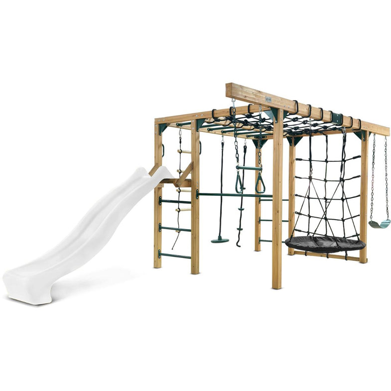 Orangutan Monkey Bars Jungle Gym Climbing Frame with 2.2m Slide (White)