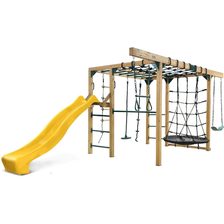 Orangutan Monkey Bars Jungle Gym Climbing Frame with 2.2m Slide (Yellow)