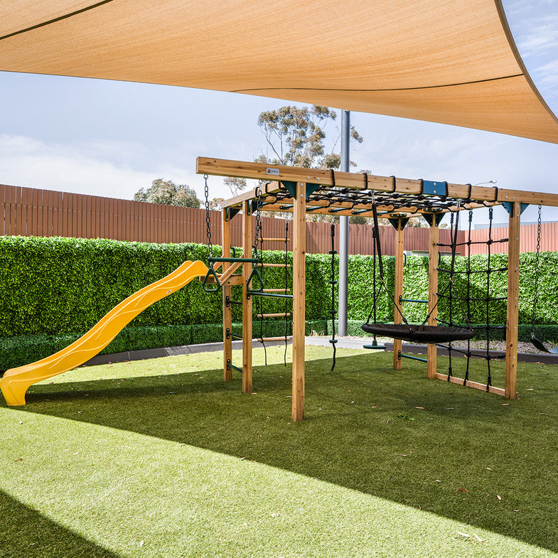 Orangutan Monkey Bars Jungle Gym Climbing Frame with 2.2m Slide (Yellow)