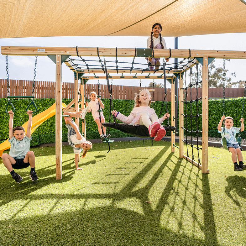 Orangutan Monkey Bars Jungle Gym Climbing Frame with 2.2m Slide (Yellow)