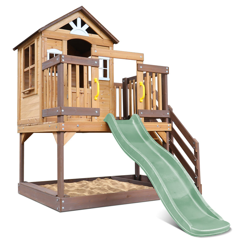 Silverton Cubby House with 1.8m Slide (Pastel Green)