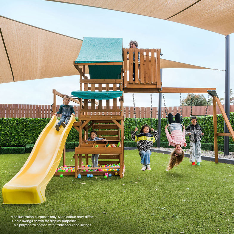 Walton Swing Set, Monkey Bars & Play Centre with 2.2m Slide (Pastel Pink)