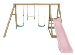 Winston Swing Set with Climb & 1.8m Slide (Pastel Pink)