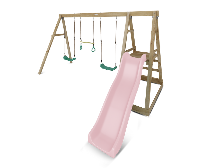 Winston Swing Set with Climb & 1.8m Slide (Pastel Pink)
