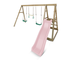 Winston Swing Set with Climb & 1.8m Slide (Pastel Pink)