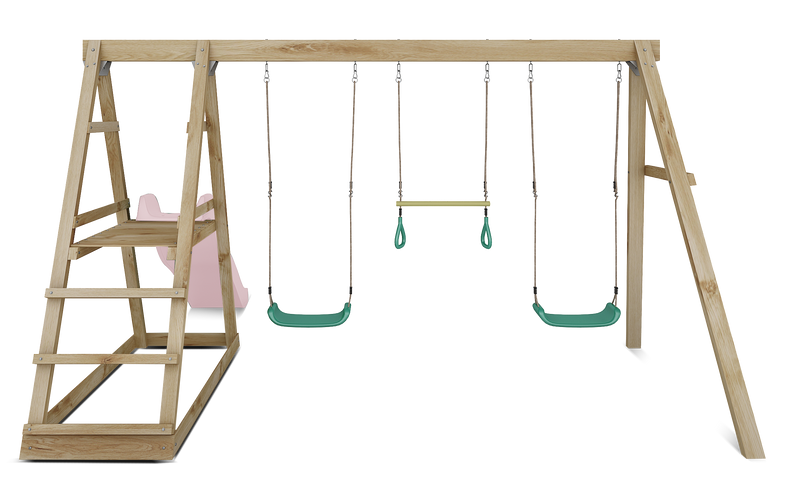 Winston Swing Set with Climb & 1.8m Slide (Pastel Pink)