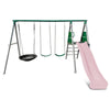 Europa Commercial Grade Steel Swing Set with Climb & 2.2m Slide (Pastel Pink)