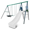 Europa Commercial Grade Steel Swing Set with Climb & 3.0m Slide (White)
