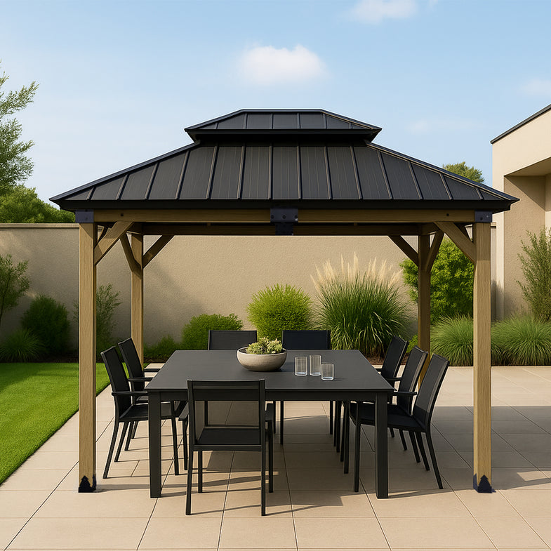 Maryborough 3m x 3m Timber & Steel Double Hip Roof Gazebo
