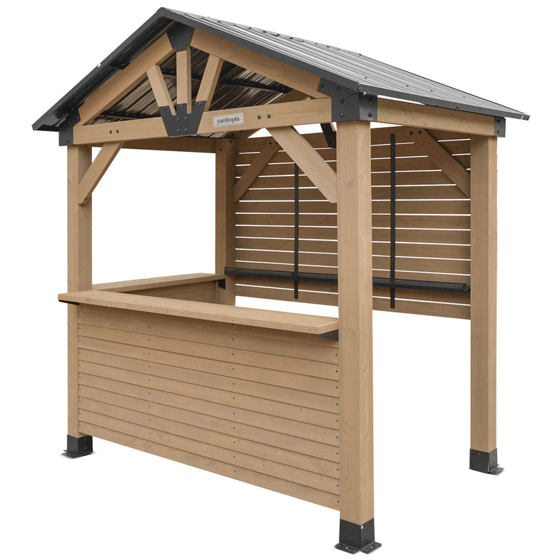 Oslo 2.4m x 1.8m Outdoor Timber & Steel Gable Roof Gazebo - Bar Set
