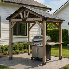 Oslo 2.4m x 1.8m BBQ/Grill Timber & Steel Gable Roof Gazebo