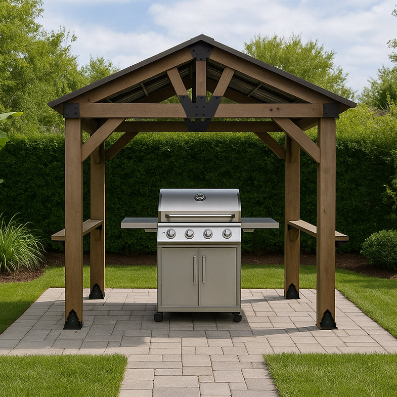 Oslo 2.4m x 1.8m BBQ/Grill Timber & Steel Gable Roof Gazebo