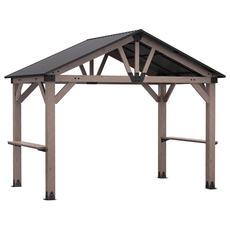 Oslo XL 3.6m x 2.4m BBQ/Grill Timber & Steel Gable Roof Gazebo