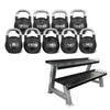 8kg to 32kg Commercial Steel Kettlebell V2 Package with Kettlebell Stand