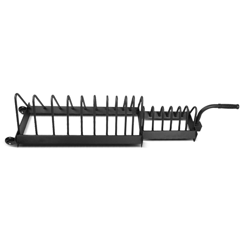 150kg Black Series Bumper Plate Set with 16 Plate Toaster Rack