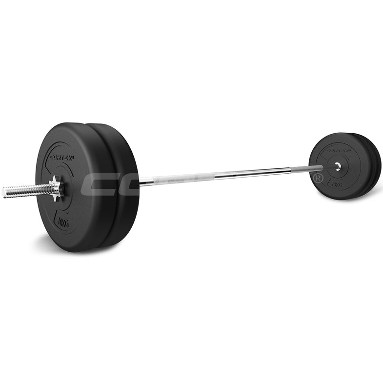90kg EnduraShell Barbell Weight Set with Weight Tree