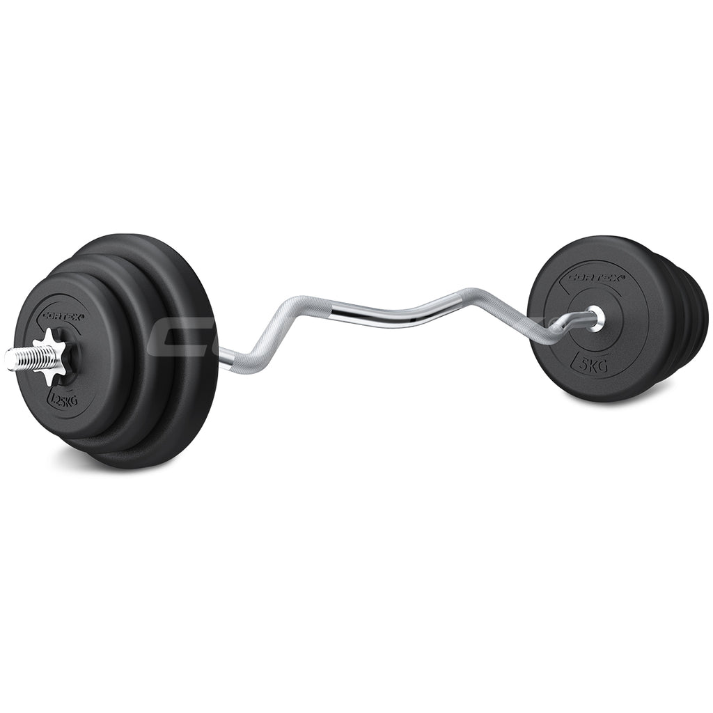 CORTEX 40kg EnduraShell Curl Bar Weight Set | ActiveGo